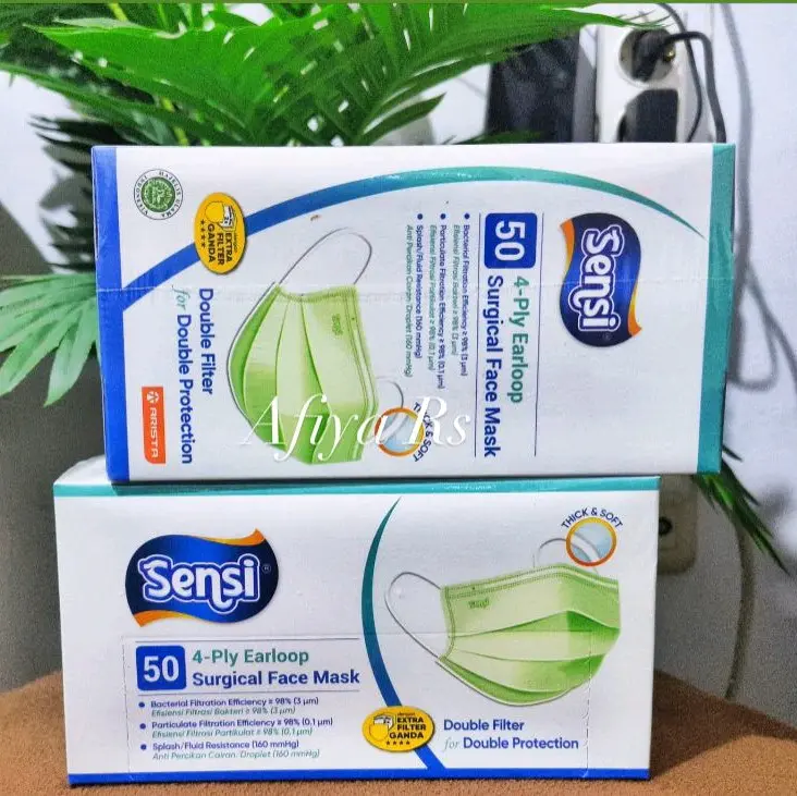 Masker Sensi Surgical Earloop 4 Ply Double Filter isi 50 pcs/Box 1