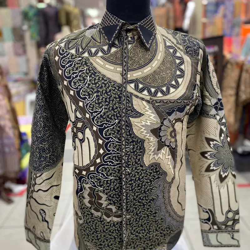 New!! Baju batik / kemeja batik pria tangan panjang katun smock bordir premium 0