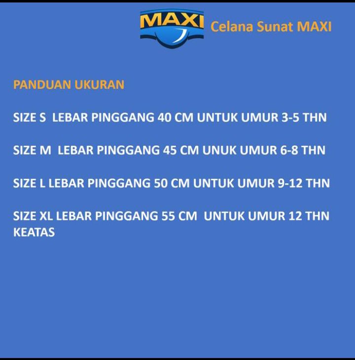 maxi celana sunat polos premium terbaru keren
