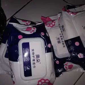 Hewan Peliharaan Tisu Basah 80Pcs Kucing Anjing Sterilisasi Bau Air Mata Tisu Basah Lap Kaki Pantat Telinga Dagu Sekali Pakai tisu  mandi