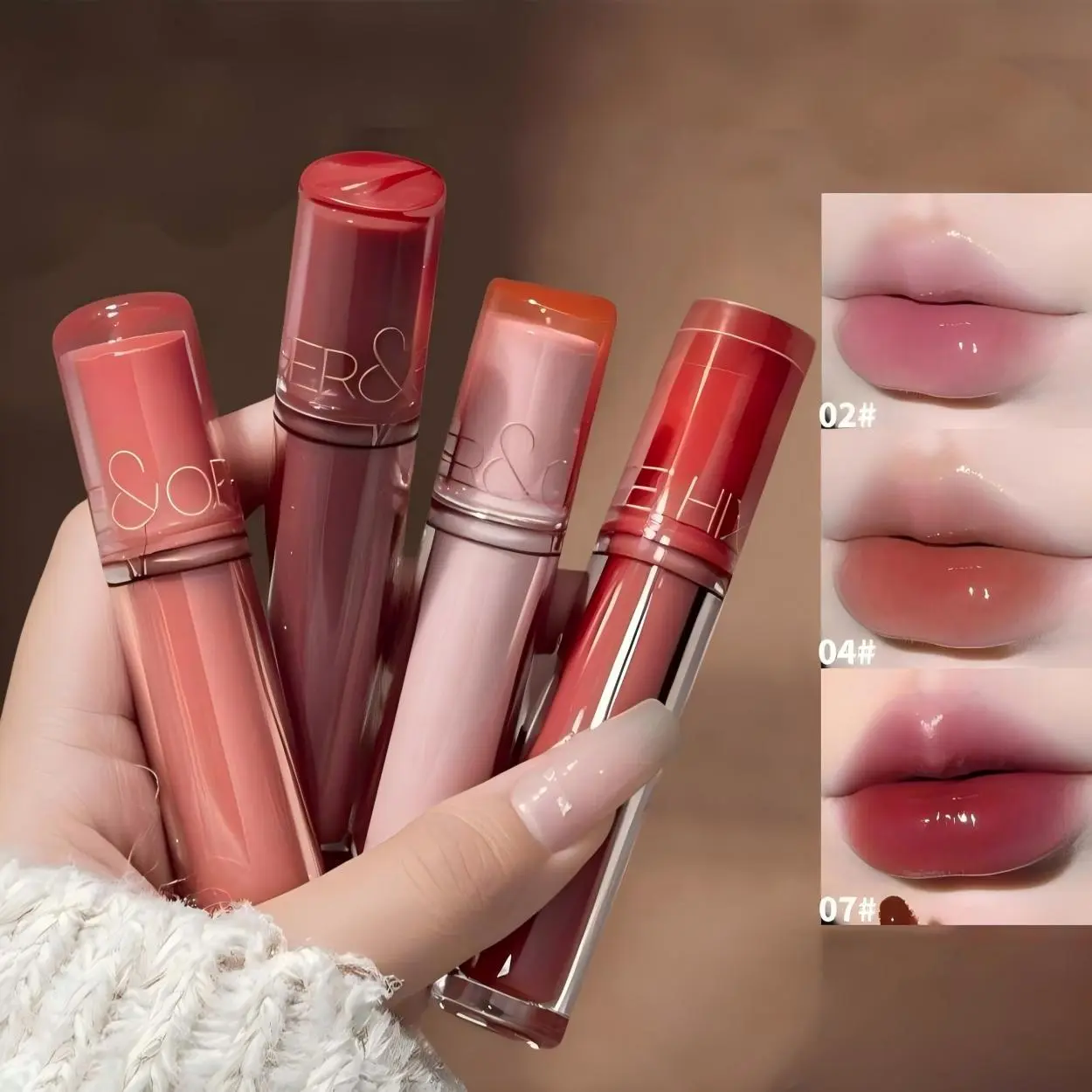 HERORANGE Son Kem Mùa Xuân Bóng Nhiều Nước Hoàn Thiện Tự Nhiên Dưỡng Ẩm Lâu Trôi Màu Nude Công Thức Căng Mọng Tâng Bật Lip Stain Son      juicy  Tint Bóng Real 8 Sắc Thái Hấp Dẫn đá băng cầu vồng   dew glow   Tint