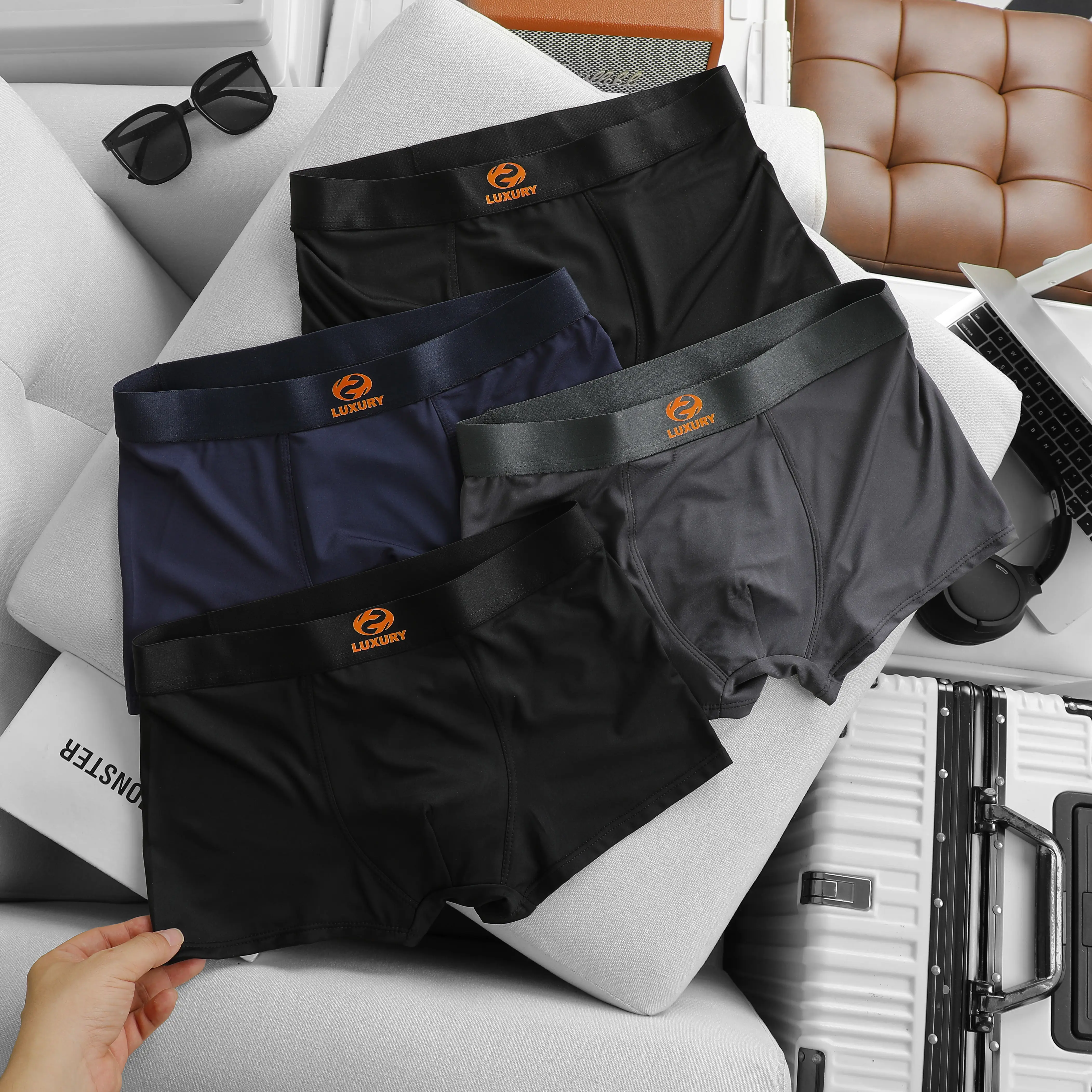 Quần Boxer Nam Luxury Najimen LUXURY cao cấp, Quần Sịp Nam Quần Lót sịp nam to & cao co thể giặt máy đơn giản loại đùi thun lạnh co dãn 4 chiều siêu thoáng thấm hút mồ hôi Mẫu T13 (che tên sản phẩm)