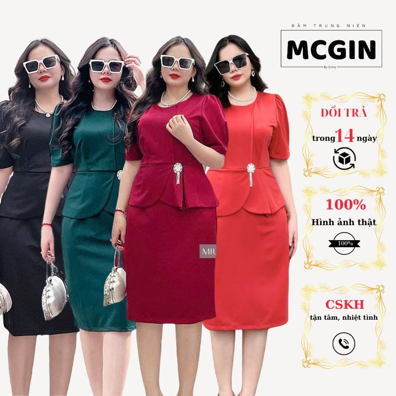 [CG024] Đầm trung niên tặng mẹ sang trọng thanh lịch bigsize| Đầm Công Sở Cho Mẹ Form Dáng Peplum Jolie MCGIN Nữ Cotton Women Thun GMV MAX vaytet đầm  đỏ váy  đen bigsize Dress Voan