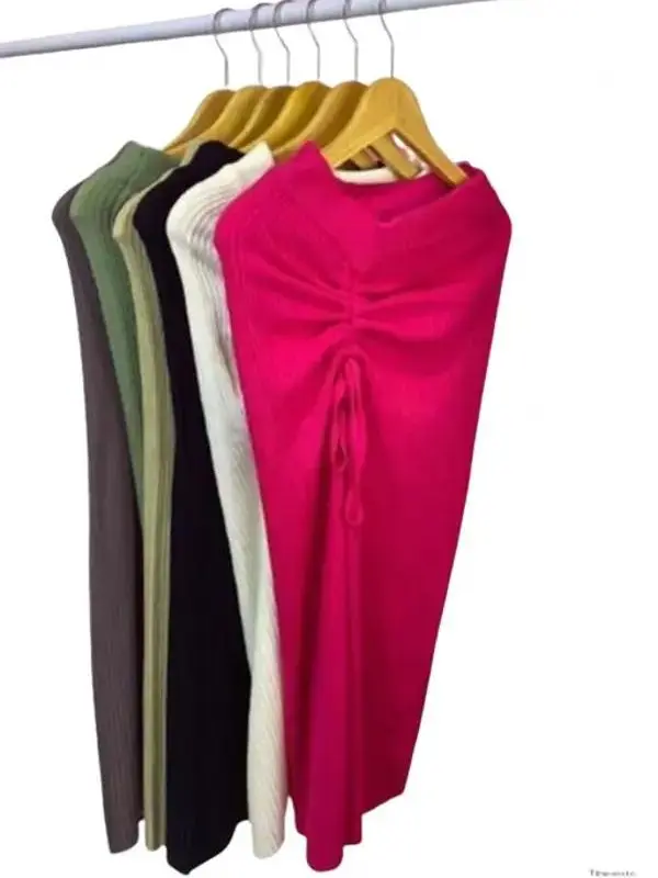 ROK SERUT RAJUT FIT BODY  karet panjang Wanita Maxi Mini Tebal Bawahan  Cewek Casual Kerja Basic Samping Formal Nyaman Baju