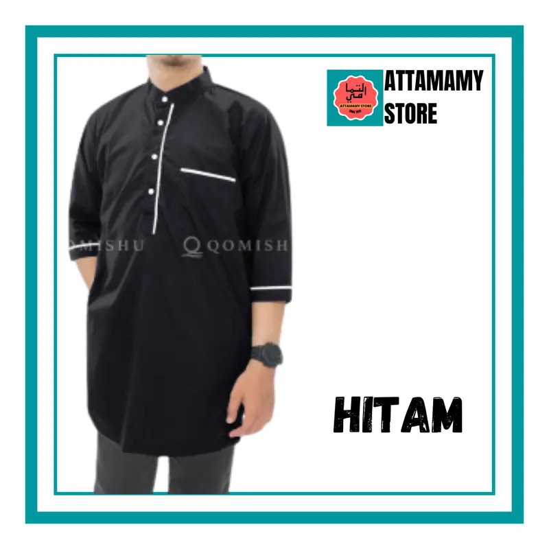 Baju Koko Kurta Pakistan Qomishu Original Bahan Katun Poplin Baju Taqwa Takwa Pria Dewasa 8