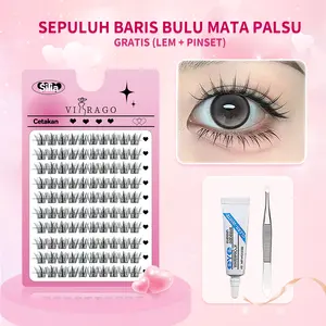 RUPAMAYA Curl Lashes Eyelash Cat Eye Individual Lash Bulu Mata Langsung Tempel Tahan Lama Bulu Mata Lem 1 Set