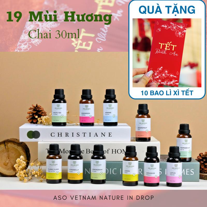 TỔNG HỢP 18 MÙI HƯƠNG - Tinh Dầu Thiên Nhiên Nguyên Chất ASO 30ml - Tinh Dầu Thơm Phòng Ngủ Thư Giãn Đuổi Muỗi - Nhập Khẩu Có Kiểm Nghiệm COA - Tinh Dầu Thư Giãn - Hỗ trợ giấc ngủ