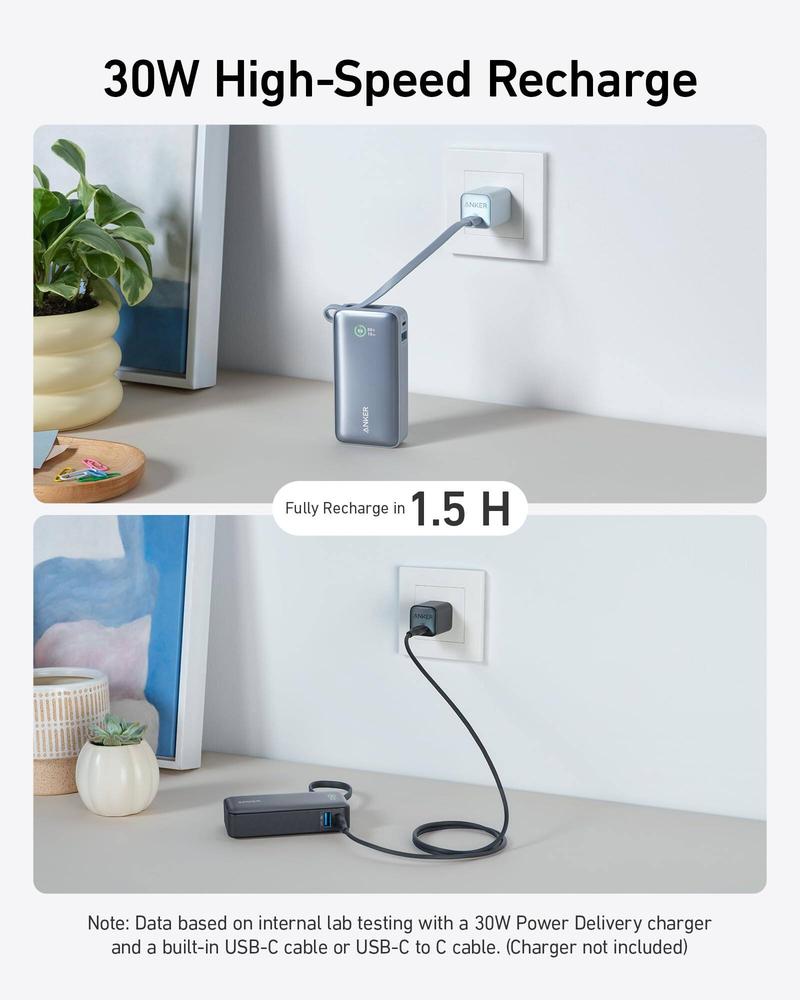 Product Introduction of Anker Nano Power Bank 10,000mAh (30W ,Built-In USB-C Cable) Super Large Capacity Portable Mobile Power PD Fast Charge 7