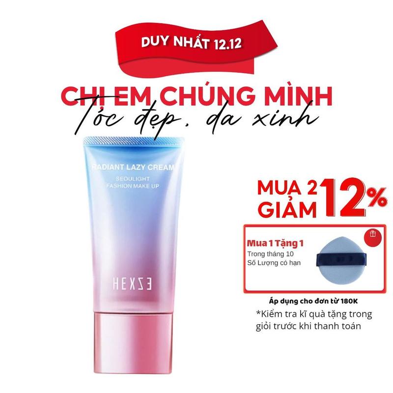  Kem lười đa năng HEXZE  dạng tuýp 50g kem dưỡng cấp ẩm sáng da nâng tone da che khuyết điểm 