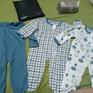 ummababyshop 3 pcs Sleepsuit Bayi Baru Lahir Tutup Kaki Romper Jumper Panjang Baju Bayi Perempuan Laki Laki Set Newborn Perlengkapan Bayi Jumpsuit Tidur 0 3 Bulan Origami