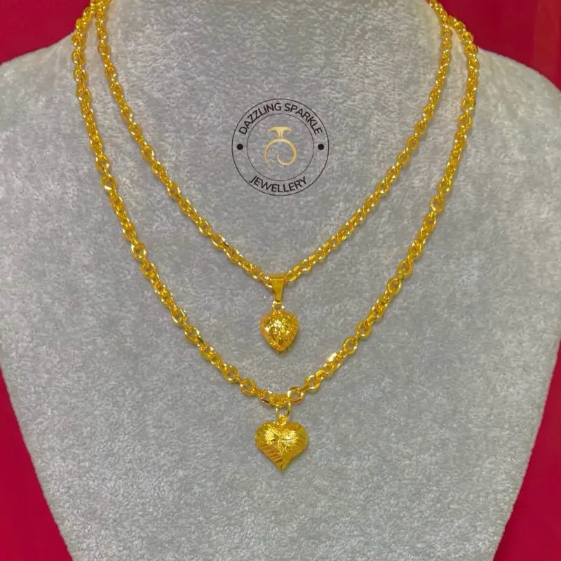 BANGKOK 916 gold plated Cable chain love set (3mm/45 cm) co - TikTok ...