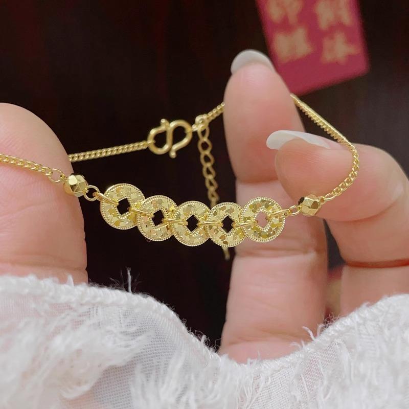 [YÊN LAM] Bộ trang sức Kim Tiền  –  Dây Chuyền & Lắc Tay Phiên Bản Xi Bền Màu – Hút Lộc, Giữ May 4