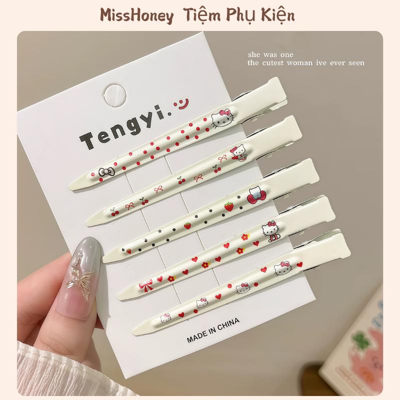  Set 5 Kẹp Mỏ Vịt Cố Định Tóc Nhiều Màu Sắc Bằng Kim Loại Cho Nữ Phụ KIện Tóc Kẹp Tóc Mái 