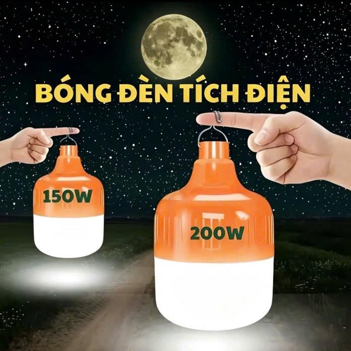 Bóng Đèn Tích Điện Công Suất 150w 200w Siêu Sáng. Bóng Đèn Led Tích Điện Có Móc…