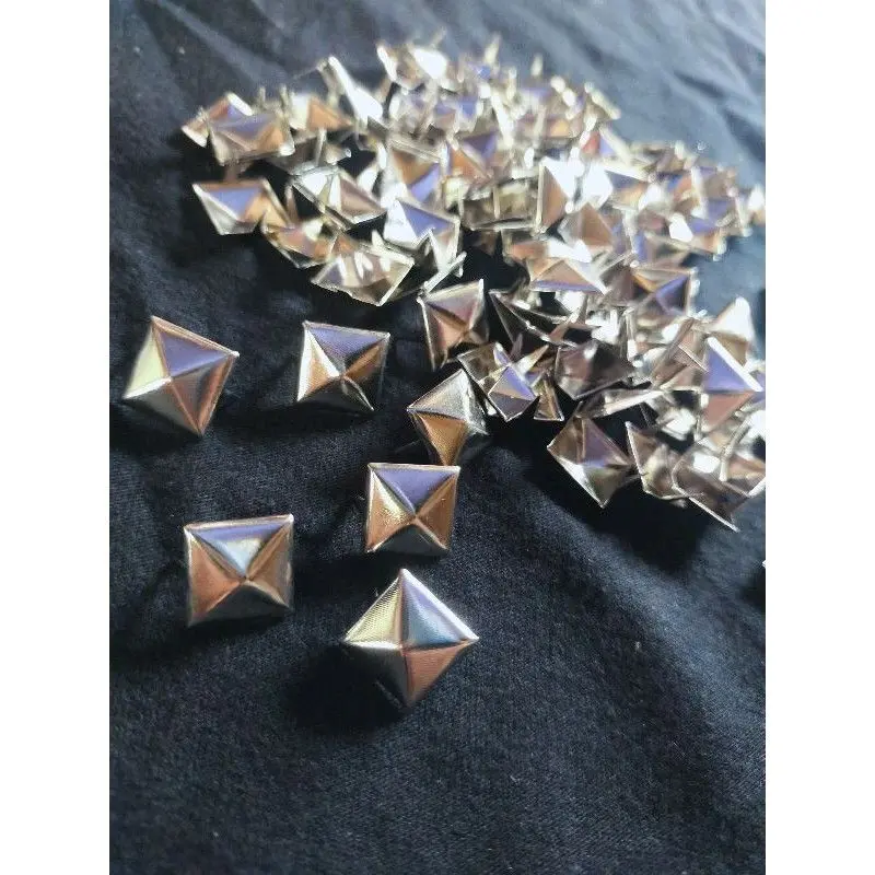 Spike Stud Piramid 9 mm dan 12 mm Nikel Dan Emas Aksesoris Tas Aksesoris jaket  Aksesoris Funk Isi 144 Pcs