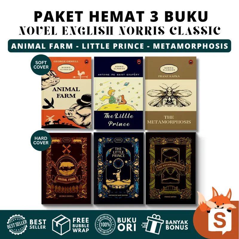 solusibuku - [ENGLISH] Bundling 3 Buku Novel : Animal Farm, The Little Prince, The Metamorphosis (Norris Classic)