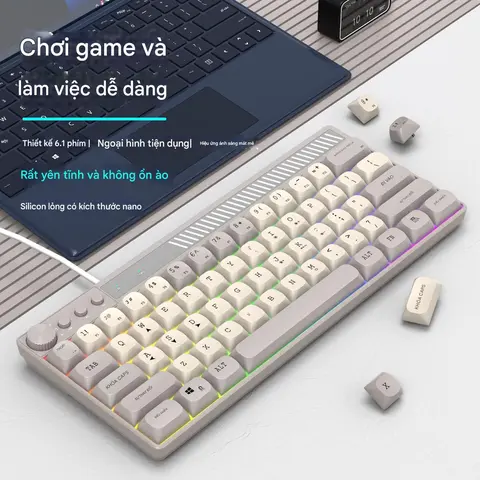Bàn phím có dây K21 (CÓ DÂY) RGB 61 phím, bàn phím chơi game phát sáng nhiều màu sắc thích hợp chơi game làm việc