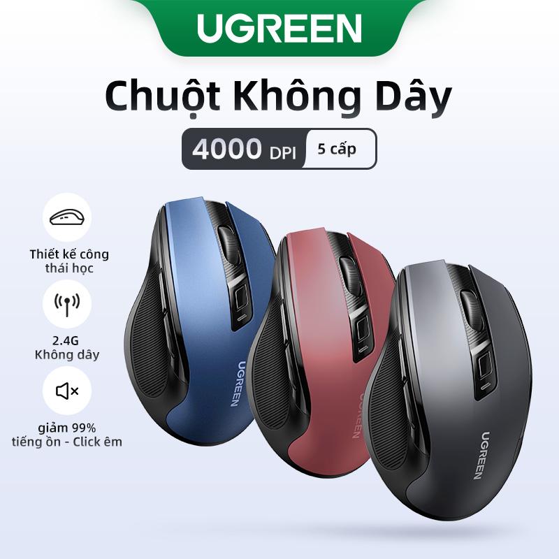 UGREEN, Chuột không dây6 nút im lặng, Bluetooth không dây 5.0 và 2.4G với bộ thu USB Mini Mouse 90855