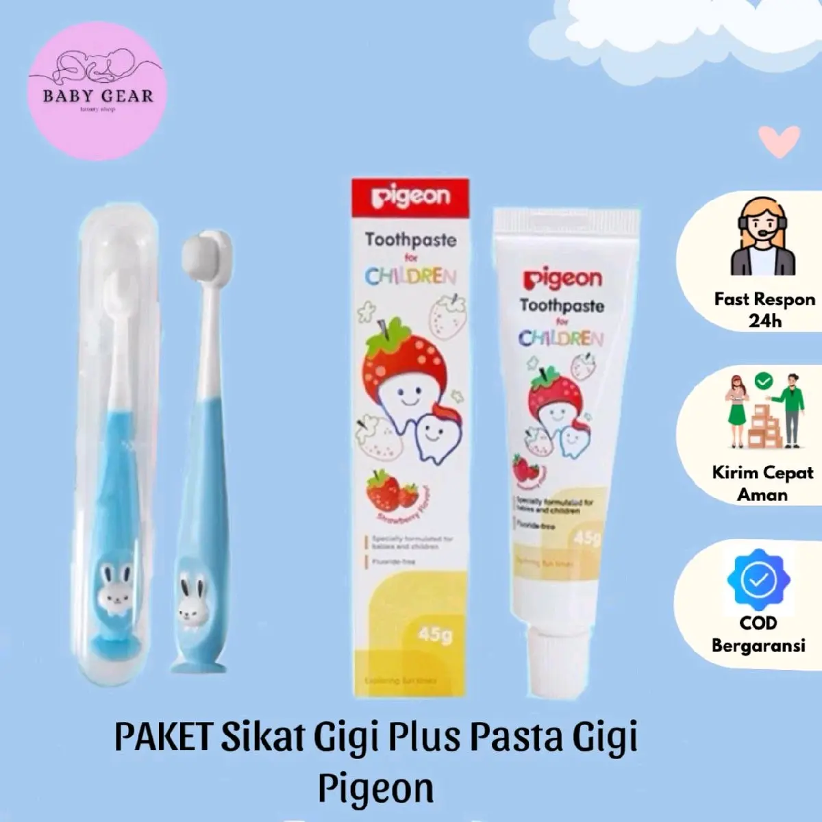 Paket Sikat Pasta Gigi Pigeon & Enzim Bayi dan Sikat Gigi Bulu Lembut 2in1 -