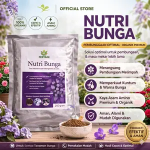 Pupuk Organik Nutrisi Bunga Premium Untuk Membantu Tanaman Berbunga Lebih Lebat, Warna Bunga Lebih Cerah, dan Masa Mekar Lebih Lama Kemasan 250 Gram