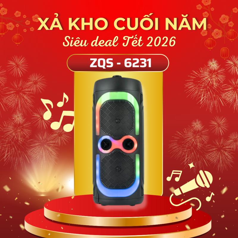  Chính hãng Sing-e. Loa Bluetooth ZQS-6231-BLACK HÁT KARAOKE âm thanh ấm vang ngoại hình độc đáo 