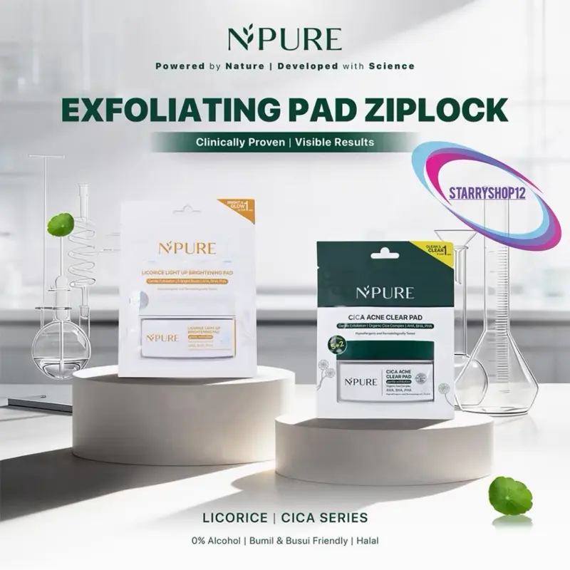 Npure Cica Clearpad SACHET isi 5+2 pad / Licorice Light up brightening pads ziplock centella asiatica N’pure N Pure clear pad exfoliating pad cica acne travel size sachet ACNE