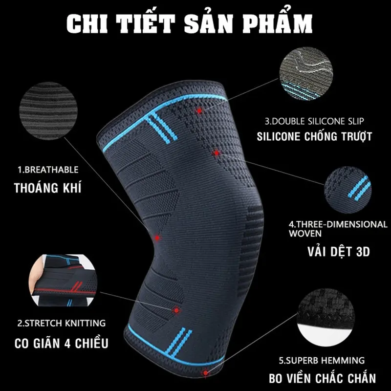 Băng Gối Thể Thao AOLIKES Bảo Vệ Đầu Gối Nam Nữ Bó Gối Chính Hãng Giá Rẻ Pickleball Chạy Bộ Gym Yoga Cầu Lông Đạp Xe 2