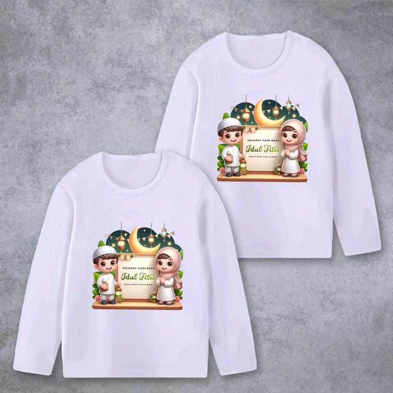 Baju Kaos Lengan Panjang Anak Cewek Cowok Edisi Lebaran Idul Fitri - Fashion Anak Motif 8