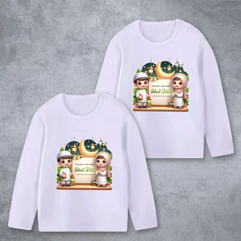 Baju Kaos Lengan Panjang Anak Cewek Cowok Edisi Lebaran Idul Fitri - Fashion Anak Motif 8