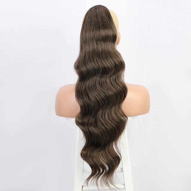 Tóc Đuôi Ngựa Sóng 24 Inch, Kẹp Dây Rút Đuôi Ngựa, Nối Tóc, Kẹp Tóc, Tóc Đuôi Ngựa Dài, Tóc Giả Tổng Hợp Tự Nhiên Cho Nữ 8