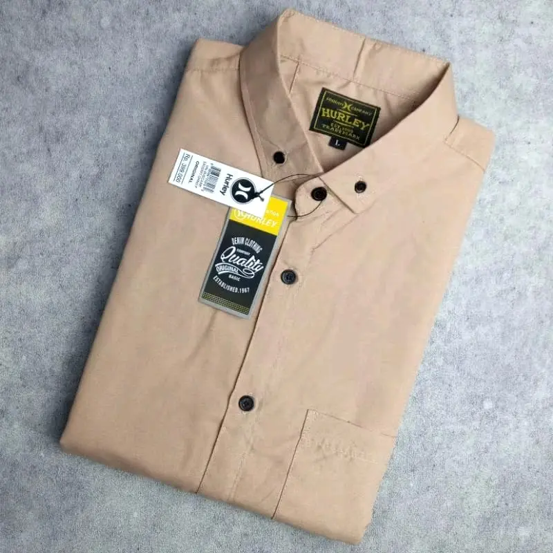 Kemeja polos lengan pendek warna mocca coksu kemeja polos pria slimfit kemeja formal Katun baju hems lengan panjang
