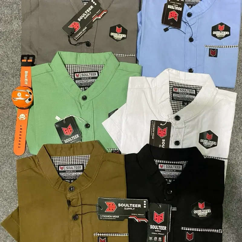 Kemeja Polos Anak Laki-laki Lengan Pendek Usia 3-12 Tahun Kain Katun Cigaret Premium Best Quality Fashion Baju 2