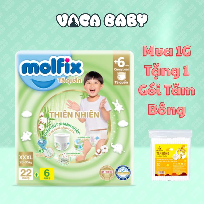 Tã/Bỉm Molfix Organic Thiên Nhiên Thổ Nhĩ Kỳ Size Lớn Nhất XXXL22+6 Miếng Dành Cho Bé 20-35kg Women Nữ Với Lớp Dẫn Thấm Siêu Khô Thoáng Và Thiết Kế Chống Tràn Kép Đặc Biệt ta lot