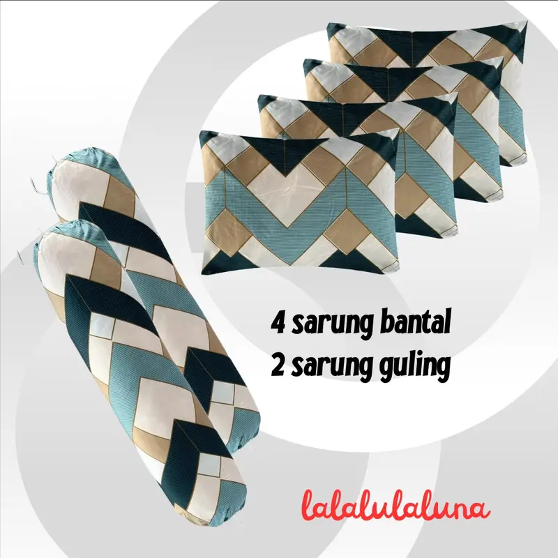 Paket sarban sargul set karakter isi 6pcs 4 sarung bantal 2 sarung guling embos hitam 2