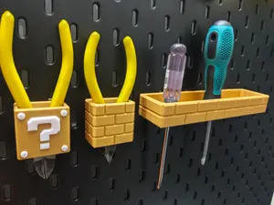 3D Print Kotak Penyimpanan Tang Obeng dan Pemotong - Mario Pegboard Papan Berlubang S098