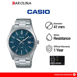Jam Tangan Pria Casio MTP-VD03D-2A2 Blue Dial Stainless Steel Band Watches