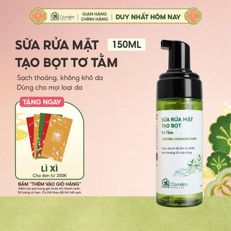 Sữa Rửa Mặt Tạo Bọt Tơ Tằm Cỏ Mềm Sạch Sâu Không Gây Khô Da Cho Da Nhạy Cảm 150ML