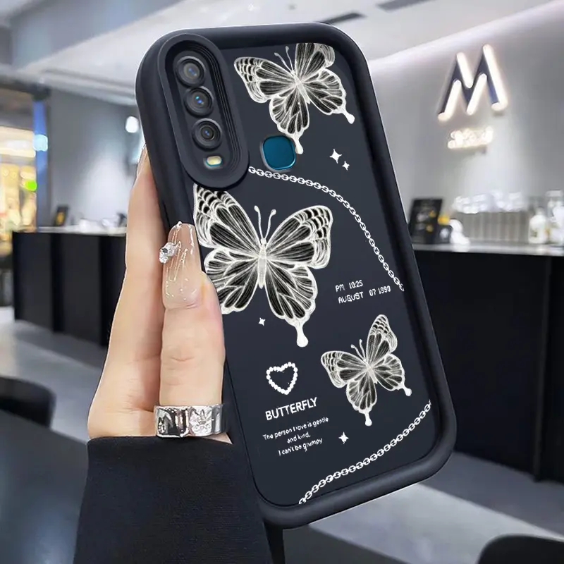Casing Hp Untuk VIVO Y17 Y15 Y12 Y12i Y3 Y3s 2020 Casing Pola Kupu-kupu yang Elegan Bahan silikon Cesing Casing Hp Kesing Softcase Case pelindung marshmallow Anti Jatuh Gores