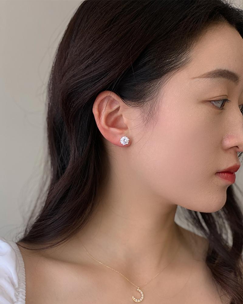 Product Introduction of Bông Tai Thép Titan G23, Thiết Kế Tròn Đơn Giản, Zirconium Trắng, Dành Cho Phụ Nữ, Đồ Trang Sức, 1 Chiếc 22