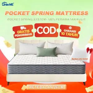Greame Kasur Memory Foam Tebal 26CM - Pocket Spring Alami Busa High Density Memory Foam Anti Static Garansi 10 Tahun Bonus 1 Bantal-N2