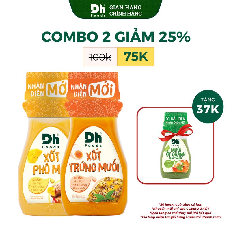  Combo 2 Sốt Phô Mai và Trứng Muối Dh Foods 100gr - Sốt Béo Ngậy Dùng Làm Bánh Chấm Trực Tiếp Trộn Salad Chế Biến Hải Sản Không Màu Tổng Hợp Không Chất Bảo Quản Nhân Tạo 