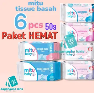 Tisu basah MITU BABY TISU BASAH BABY WIPES 50's ganti popok 3pack/6pcs Tissue Ganti Popok Bayi Floral Paraben-Free