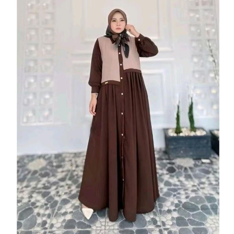 Gamis Muslim Premium Abaya Tania Dress  Kancing Aktif Crinkle Airflow | Gamis Wanita Abaya Tania Dress Variasi Tali Samping | Gamis Kondangan Cantik Nyaman | Gamis Pesta Mewah Kerah Formal 2