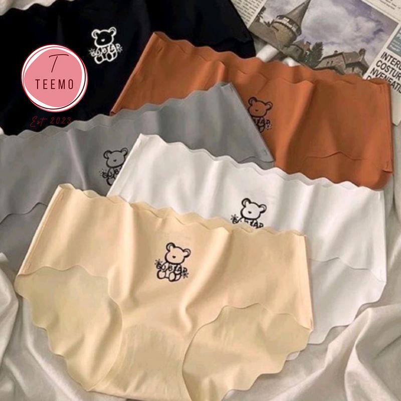  Set 5 quần lót su nữ  có set 3  hình gấu gợn sóng không đường may 314 women 