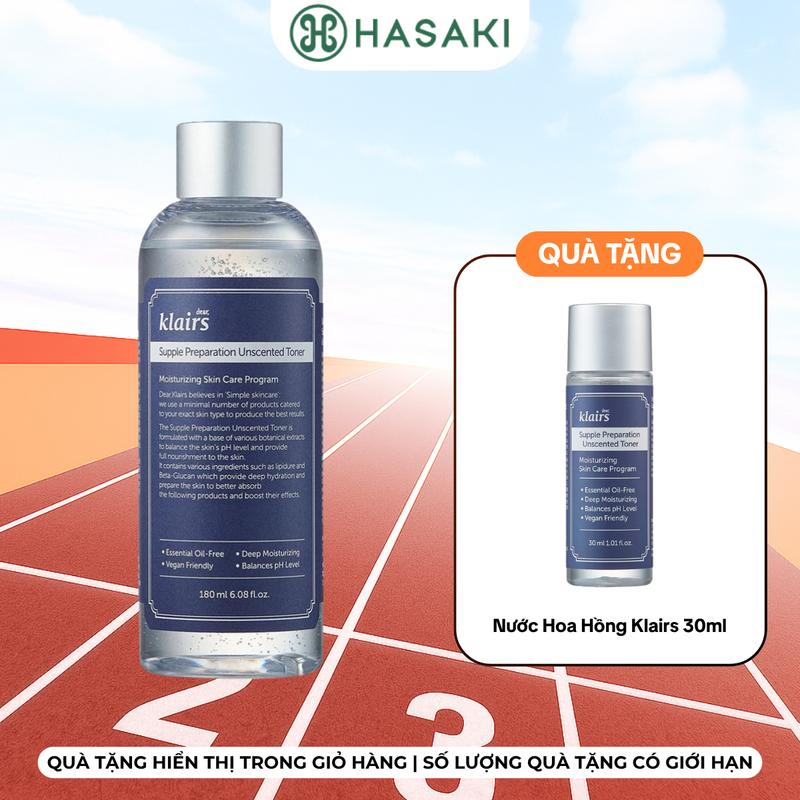 [MUA 1 TẶNG 1] Nước Hoa Hồng Klairs Không Mùi Cho Da Nhạy Cảm 180ml Supple Preparation Unscented Toner | HASAKI BEAUTY