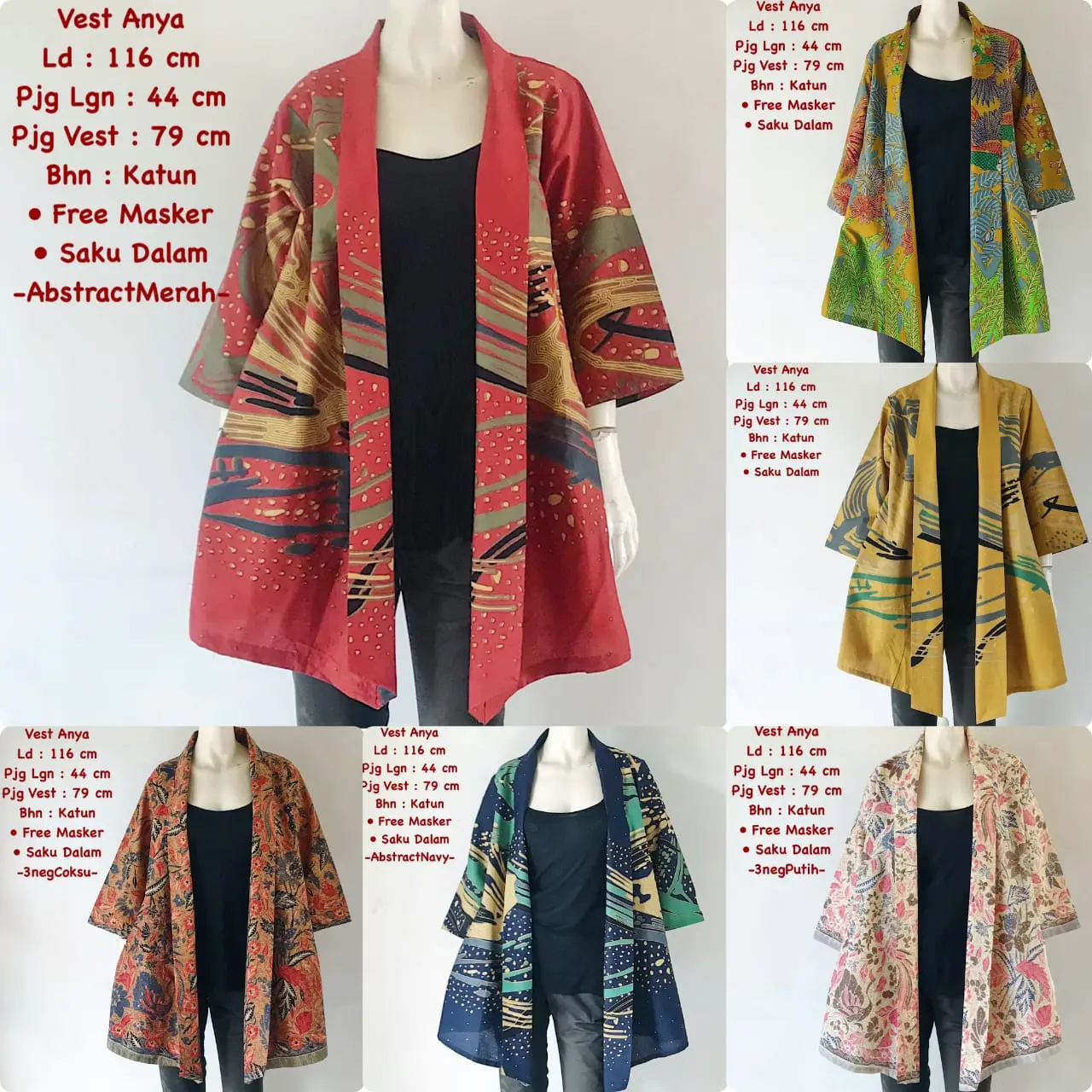 VEST BATIK ANYA TERBARU BAHAN KATUN SOLO / BATIK PREMIUM SOLO BAHAN ADEM DAN NYAMAN