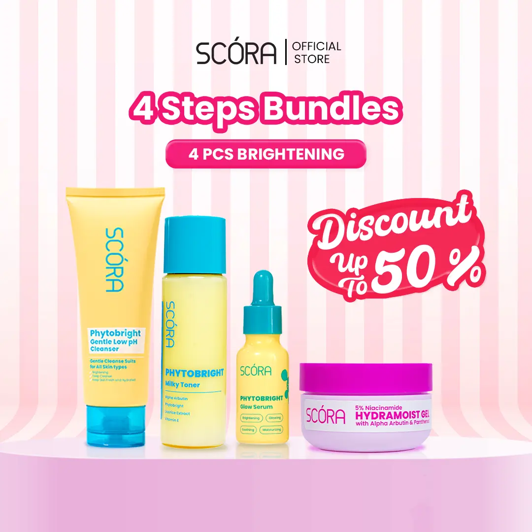 [Hero] 4-Step Bundle: Scora Cleanser 100ml + Scora Toner Series 80 ml + Scora Serum Series 20ml + Scora Moisturizer series