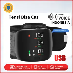 Tensimeter Tipe Pergelangan Tangan Kualitas Tinggi Tipe Isi Daya, Layar LCD, Dengan Fungsi Memori & Akurasi Kelas Medis
