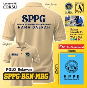 BAJU POLO SERAGAM SPPG BGN MBG BISA TAMBAH NAMA DAERAH KAOS POLO ATRIBUT RELAWAN SPPG FRE TAS SPUNBOND