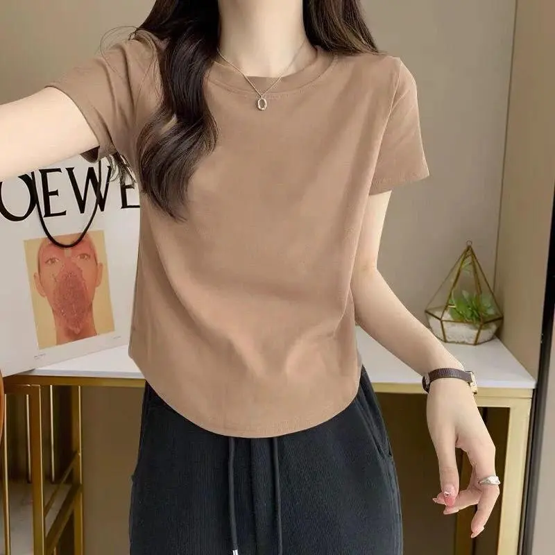 Kaos Polos Dewasa/Kaos Wanita Lengan Pendek/Kaos Oblong Wanita Distro Premium/Atasan/Baju Kasual/Baju Lengan Pendek Melar 5